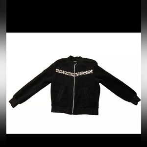 Zyia Active Full Zip Jacket Leopard Flying V Black Sherpa Fleece Women’s Medium